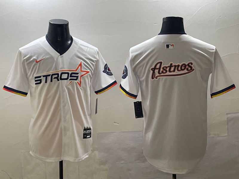 Men Houston Astros Blank White Three generations Joint Name 2025 Nike MLB Jersey style 13->houston astros->MLB Jersey